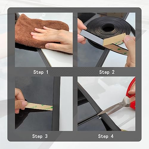 Miniatura 4 de Tira de sellado de ventana de techo solar de automóvil de 9.84 pies, tira de sello de goma cortable para automóvil, insonorizada, burlete universal