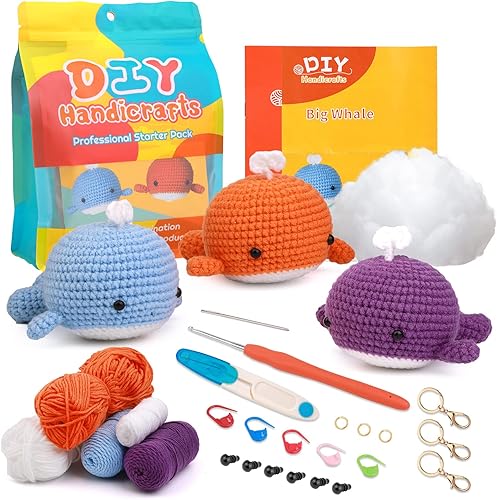 ZMAAGG Kit de ganchillo para principiantes, kits de animales de ganchillo, kit de ganchillo de vaca, kit de inicio de ganchillo con hilo, video de