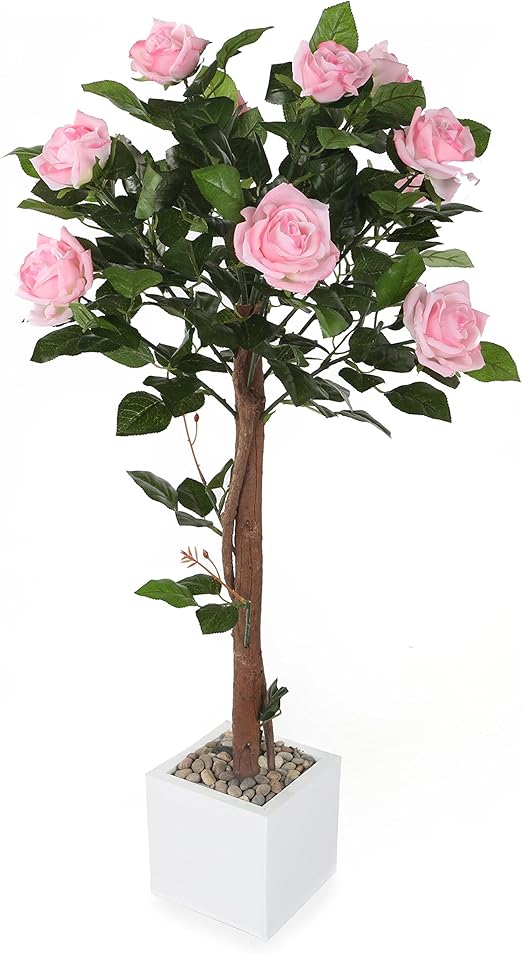 Closer2Nature 3ft 1" Artificial Rose Tree 90cm Rose Plant with Pink
