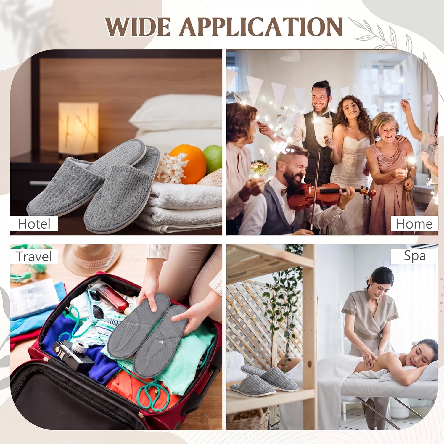 Hercicy 24 Pairs Disposable Slippers Bulk Hotel Slippers for Guests Non Slip Reusable House Spa Slipper Coral Fleece Closed Toe Indoor for Home Wedding Travel Party Guests Men Women