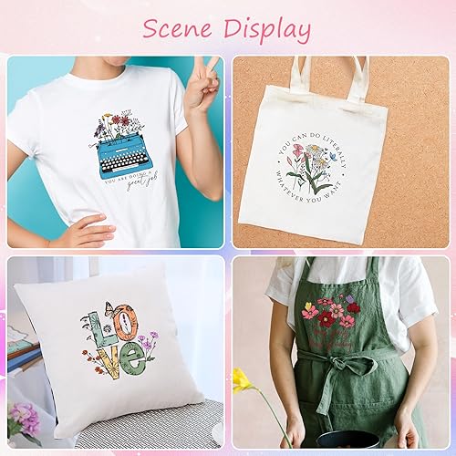 Miniatura 5 de 12 calcomanías de vinilo para planchar con flores vintage, parches de vinilo HTV para transferencia de calor, calcomanías para ropa, sombreros,