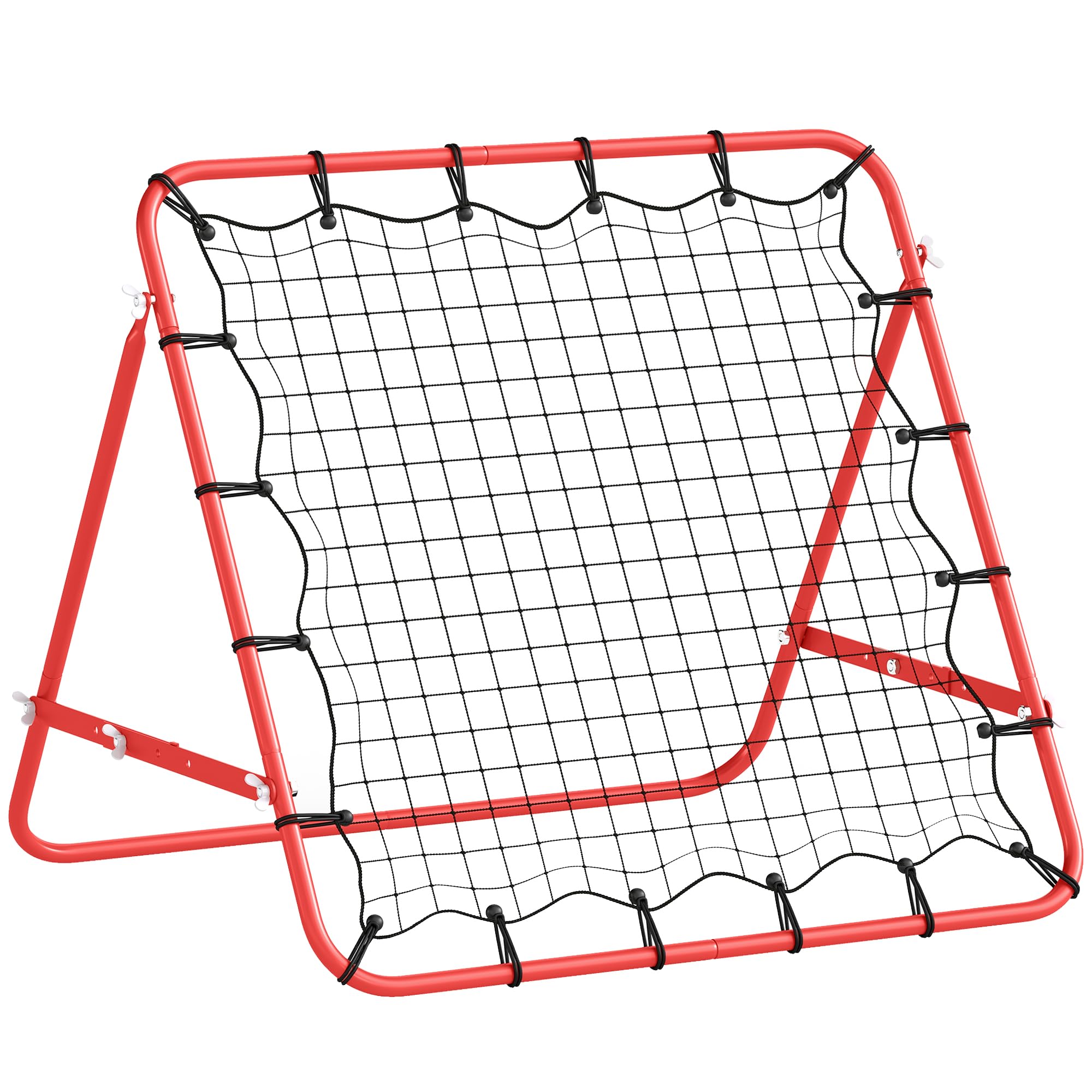HOMCOM Rebounder Net Practise Kickback Target Goal with 5 Angles, for Teens, Adults, Softball, Football Training, Red