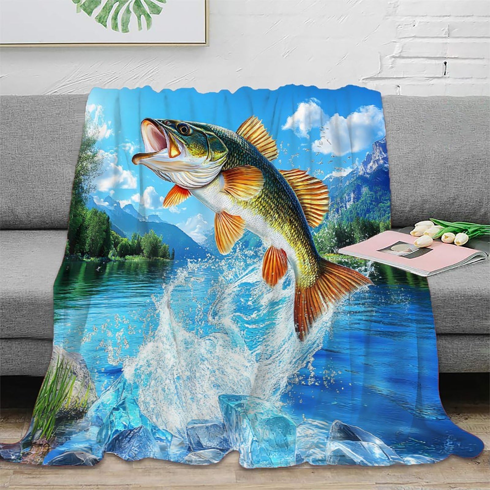 Couverture poisson 3D plaid cadeau doux idéal pour parents et grands-parents