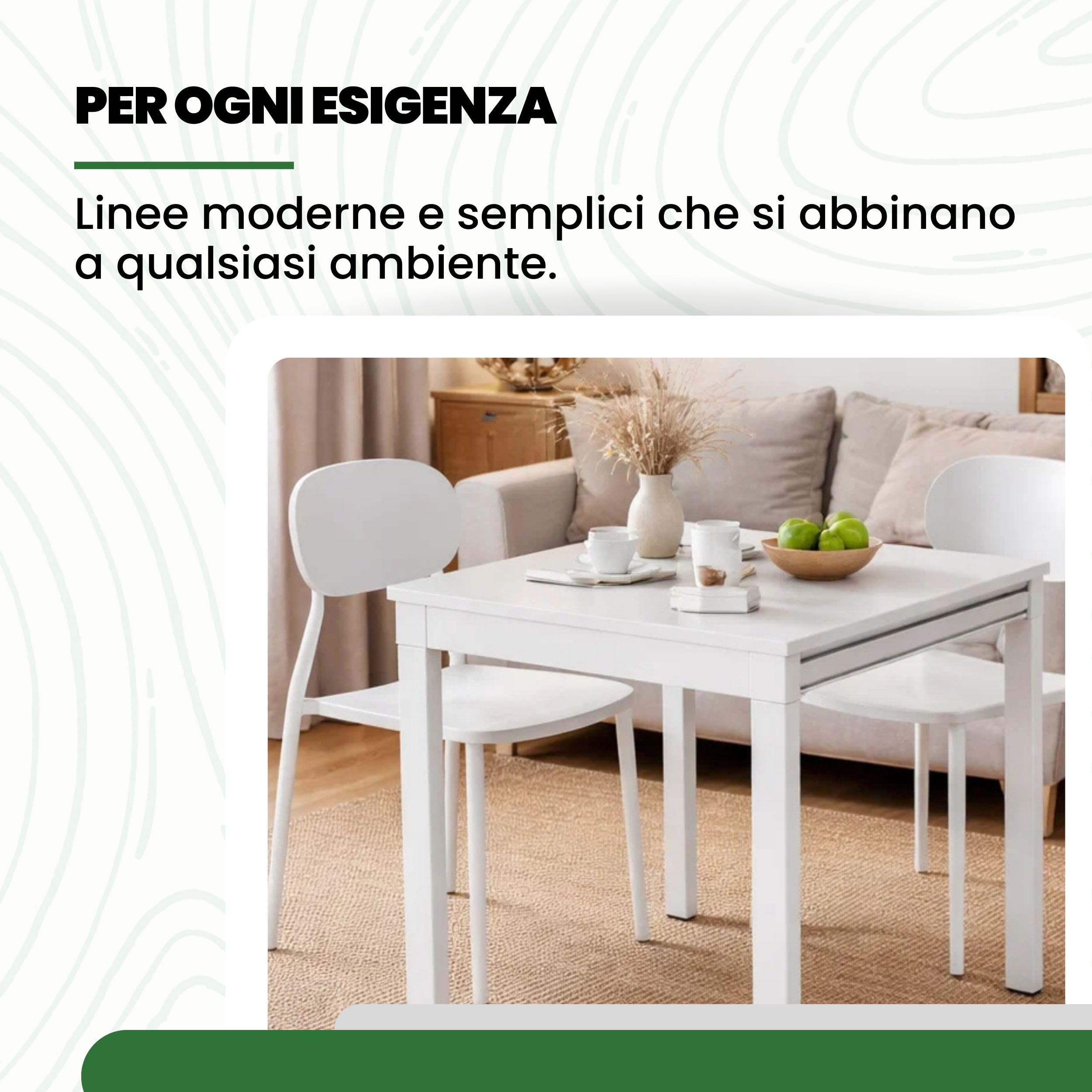 Mar.c.a. Design - Tavolo da Pranzo Allungabile Quadrato 90x90x75 cm - Allungabile Fino a 180 Cm con Piano in Vetro - Bianco - Made in Italy