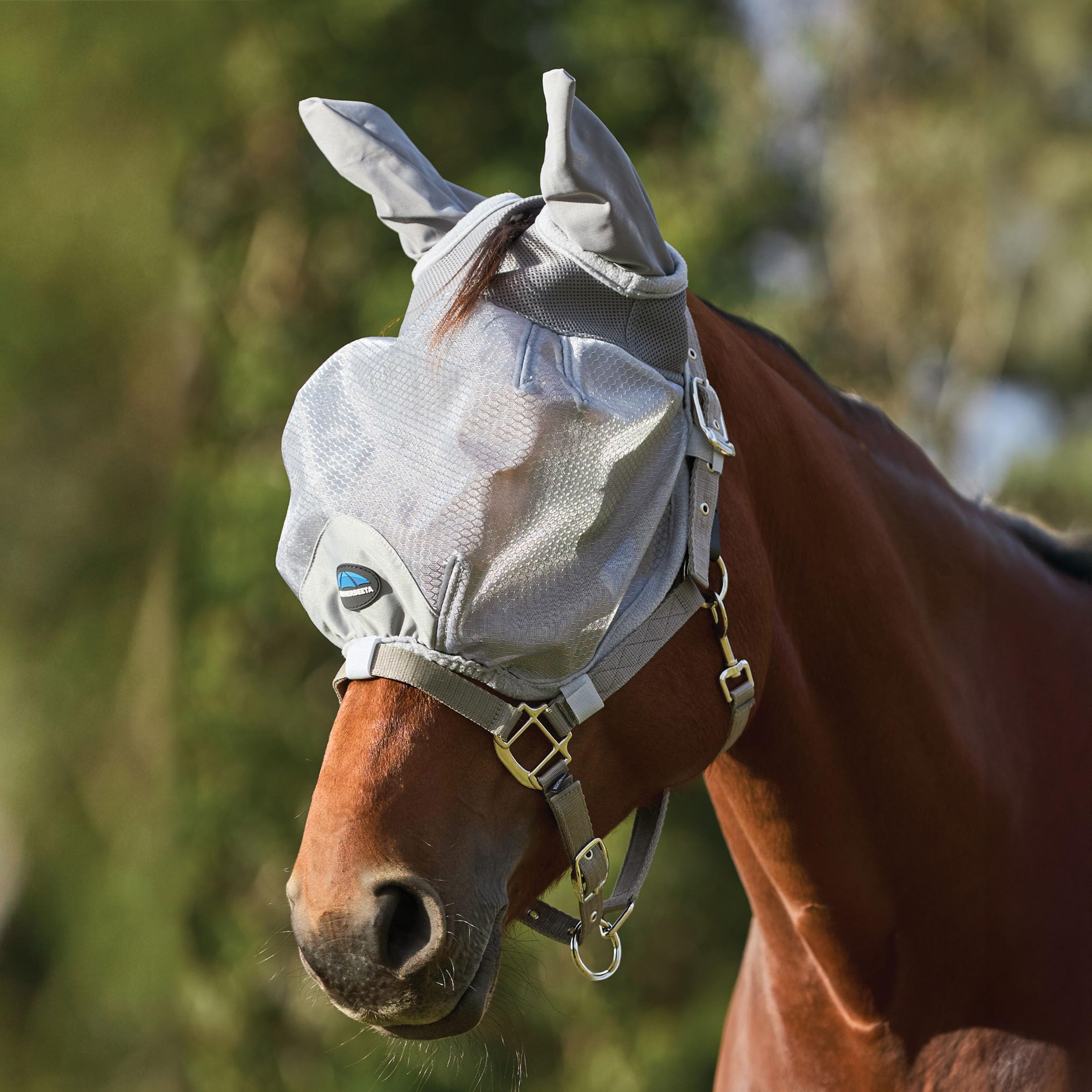 WeatherBeeta ComFiTec Hexi Shield Duo Fliegenmaske, Silber, Medium