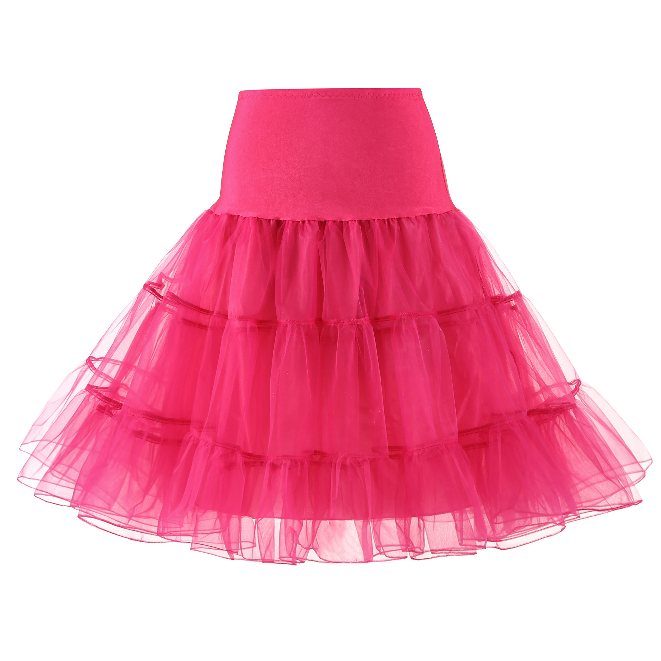 WOWBRIDAL Women's Vintage 50s Rockabilly Petticoat 25.59" Length Tutu Underskirt