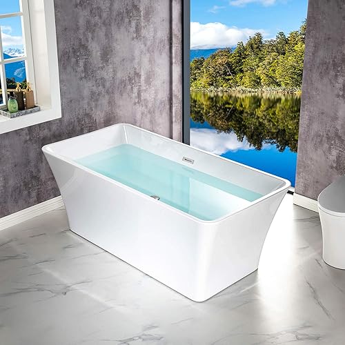 Miniatura 13 de WOODBRIDGE Drenaje y desbordamiento de bañera de remojo acílico blanco independiente de 59 pulgadas, BTA1509-C-Drain &O, con Chrome Drian