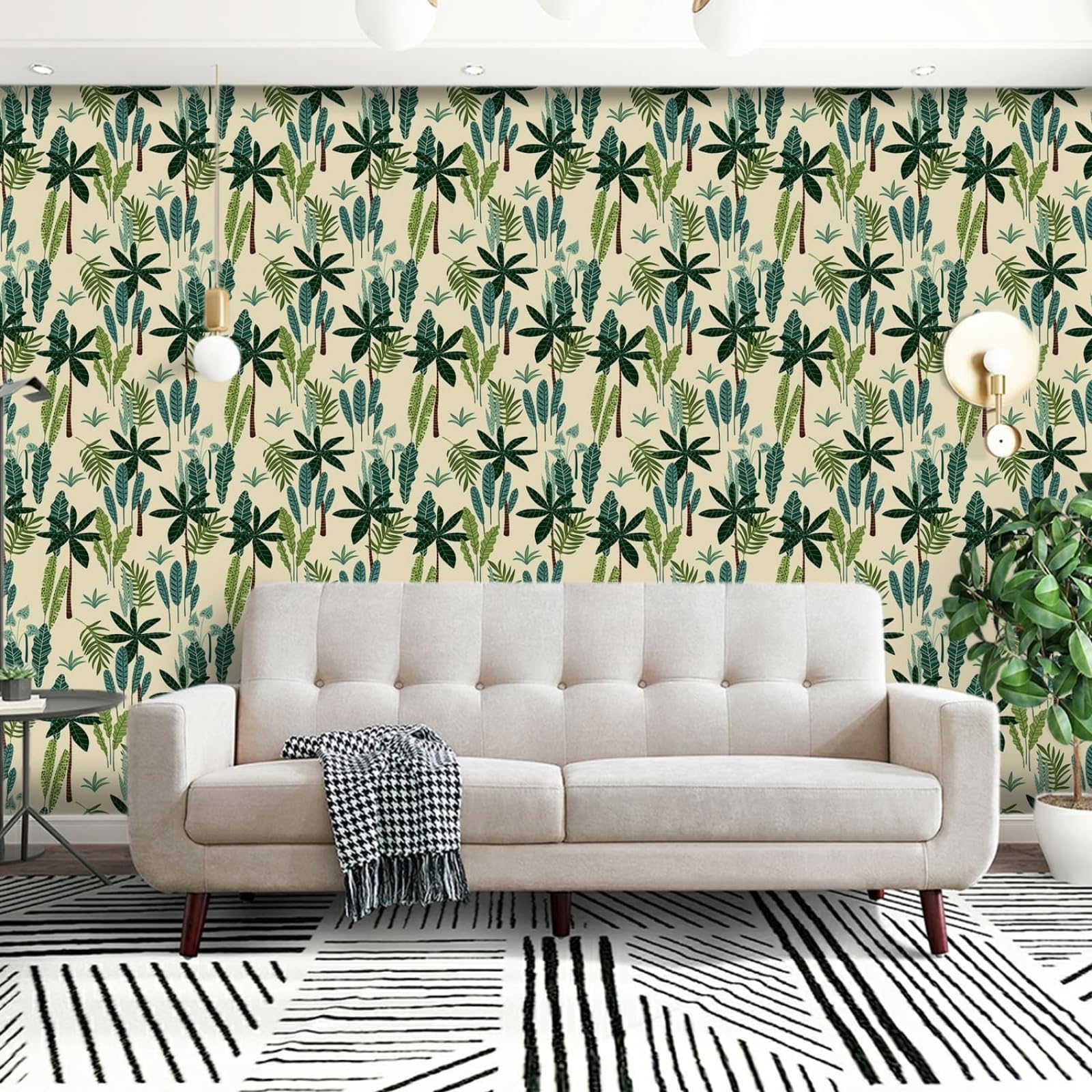 Wallpaper Green Plants Peel and Stick Self Adhesive Wallpaper for Living Room Waterproof Vinyl, Art Deco Thicken Sticky Back Plastic Removable