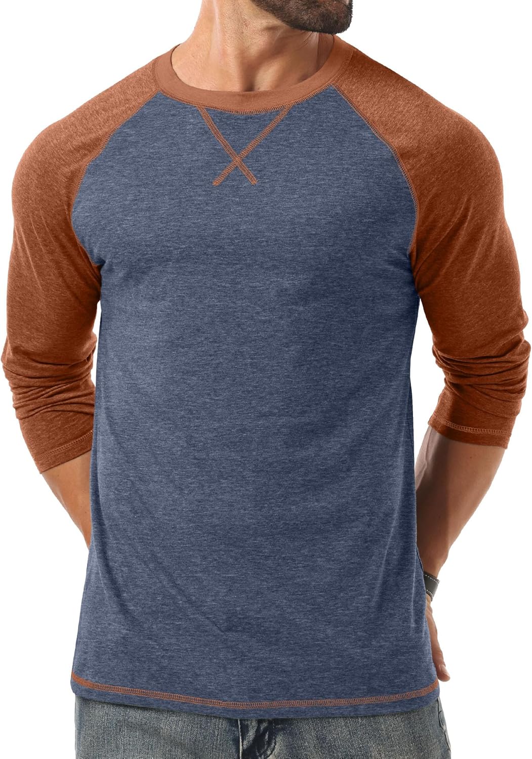 Askdeer Mens T-Shirt Long/Short Sleeve Cotton Shirts Casual Stylish Crewneck Shirts - Image 4