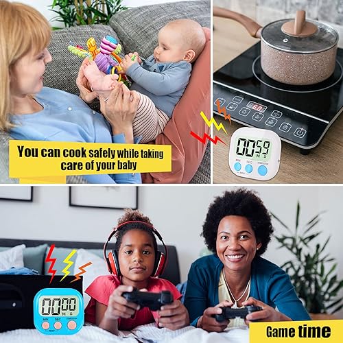 Miniatura 5 de Temporizador electrónico multifunción de 4 piezas, gestión de aprendizaje, adecuado para cocina, estudio, trabajo, entrenamiento de ejercicios,