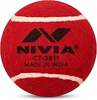 NIVIA Heavy Red Cricket Tennis Hard Ball - Durable Felt, Precise Bounce & Solid Core for Outdoor Play