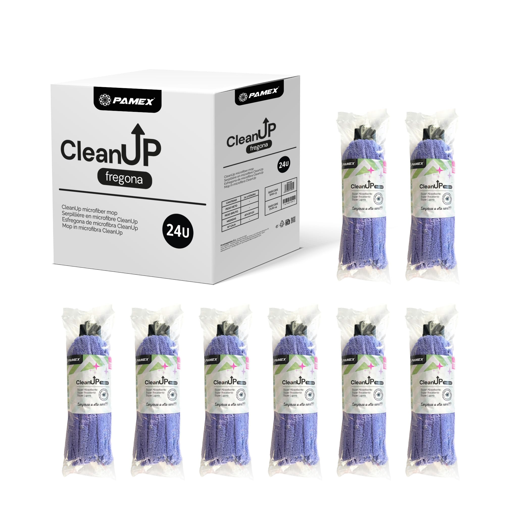 Pamex - Fregona Microfibra Cleanup - 24 Unidades