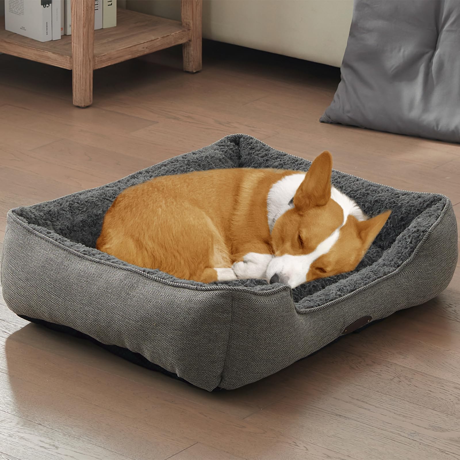 DEBANG HOME Dog Bed for Small Dogs Breeds, Rectangular Soft Kennel Bed,Washable Deluxe Plush Dog Crate Beds, Comfy Durable Pet Sleeping Bed with