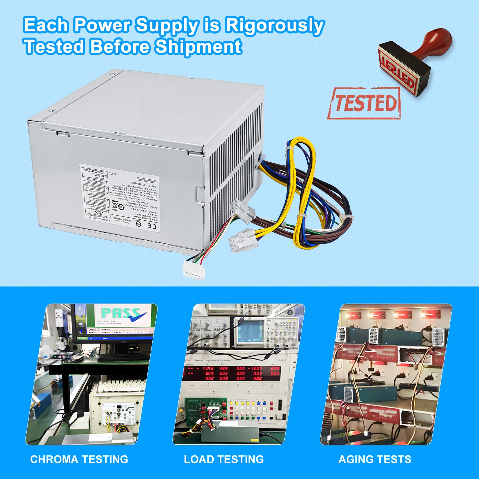 S-Union Fuente de alimentación mejorada 503377-001 de 320 W D10-320P2A PSU compatible con HP MT 6000 6200 6300 8000 8200 Z200 DPS-320NB CFH-0320EWWA 611484-001 61 3764 - 001 613765-001 503377-001