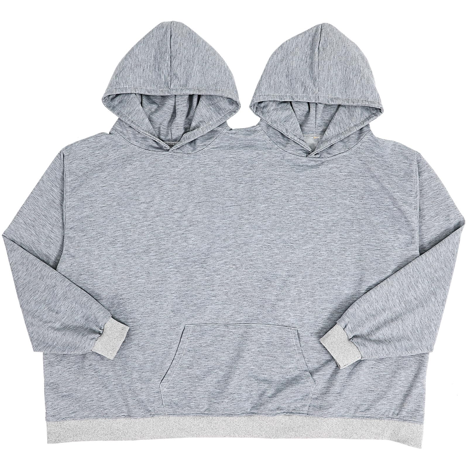 LIFKOME Felpa Coppia Oversize Grigia Taglia S in Poliestere Unisex | Monopezzo per Due Persone, Stile Simpatico, Adatta a Serate Tranquille in Casa e Uscite Romantiche