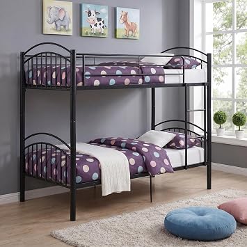 Panana Metal Single Bunk Bed,2 x 3FT Children's Room Furniture,Black