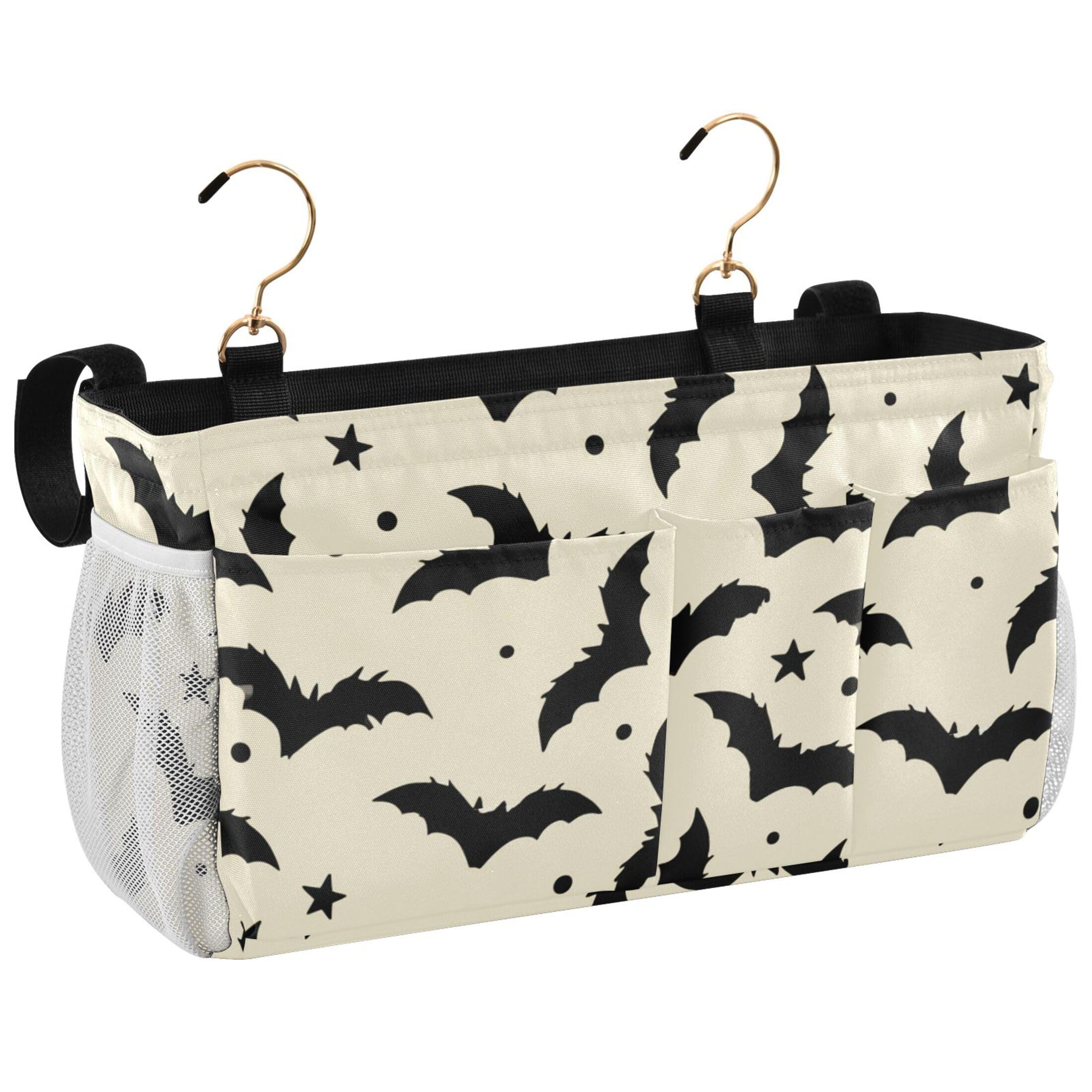 Burbuja Flying Bats Bedside Caddy Hanging Storage Organizer with 2 Straps and Hooks for Home College Dorm Bunk Bed Hospital Bed Crib