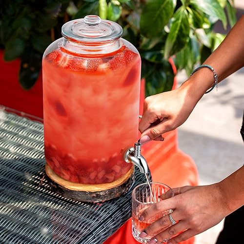 Miniatura 5 de Dispensador de agua de vidrio de 5 galones con tapa de vidrio y grifo de acero inoxidable, dispensador de bebidas hermético, a prueba de fugas,