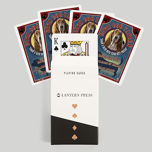 Miniatura 6 de Lantern Press Cartel vintage de Devil Dog Tavern, Basset Hound (52 cartas de juego, baraja de cartas de tamaño póquer con comodines)