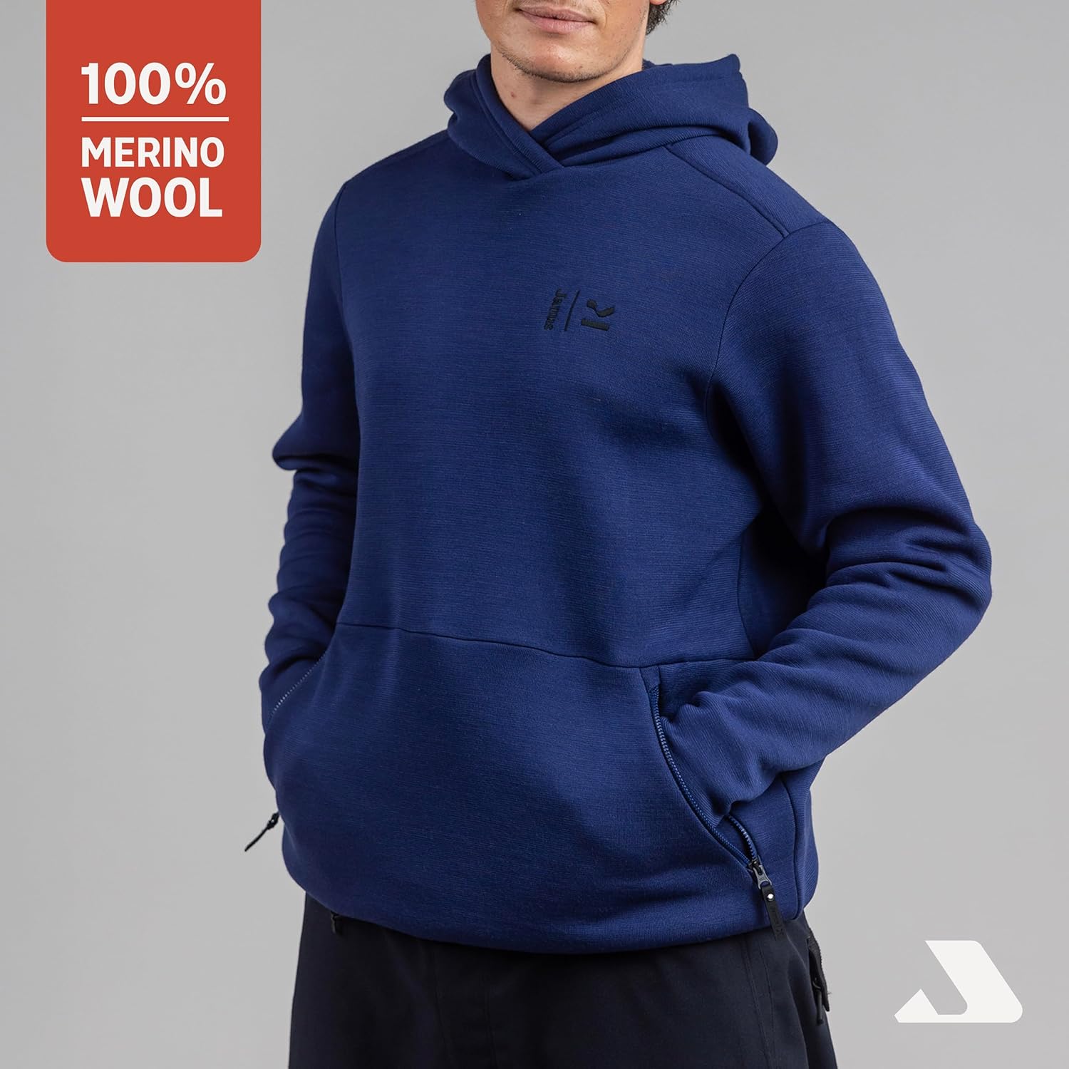 Janus Wool Kleveland Merino Hoodie - 100% Fleece Sweatshirt - Warm Winter Pullover - Adjustable Hem - Kangaroo Pocket
