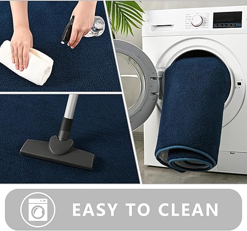 Miniatura 5 de Zedrew Alfombras de área de color azul marino para dormitorio, sala de estar, alfombra de espuma viscoelástica de interior de 5 x 7 pies, alfombras