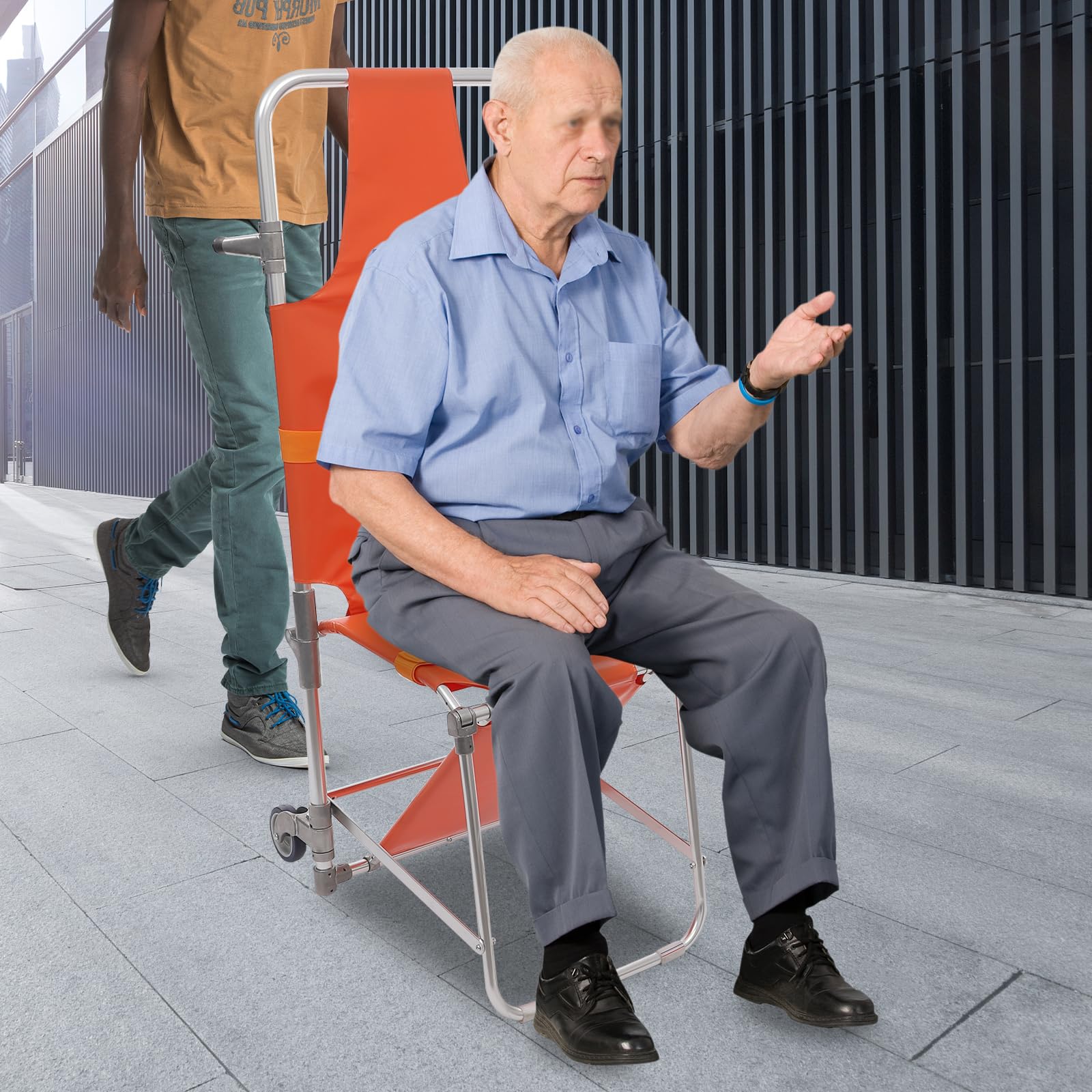 Chaise d'escalier pliable pour une évacuation rapide et sûre - Capacité de charge : 159 kg - 2 roues - Idéal pour la maison, les hôpitaux et les équipes de sauvetage