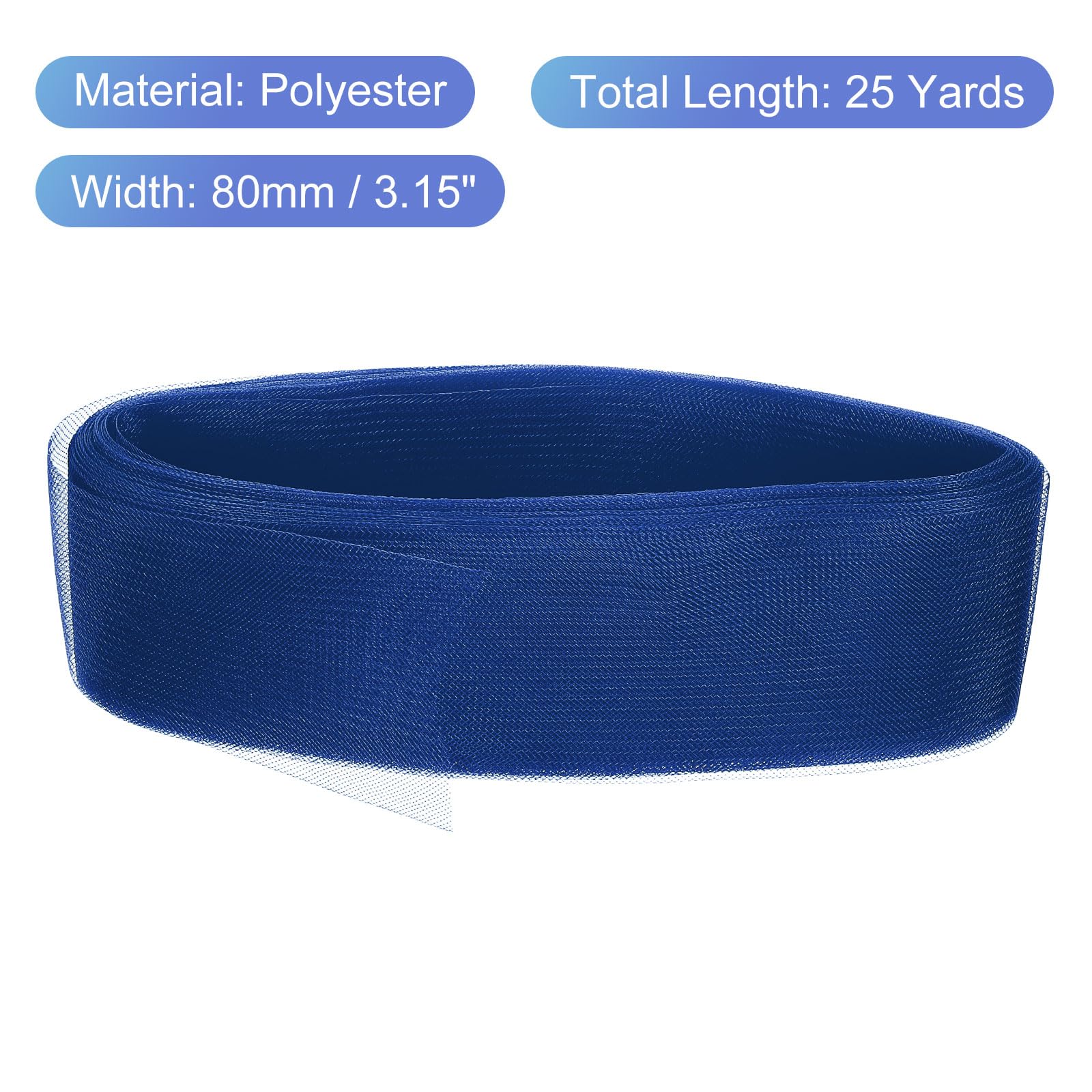 QUARKZMAN 25 Iarde 3" Larga Treccia Crine Cavallo Poliestere, 1 Rotoli Treccia Rigida Crine Cavallo per Cucitura Ossa Poliestere Abito Sposa Ballo Gonna Cappello, Blu Scuro