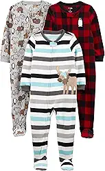 Macacão de dormir para bebês Pacote com 3 pijamas folgados de lã com pés resistentes a chamas Simple Joys by Carter'sMeninos