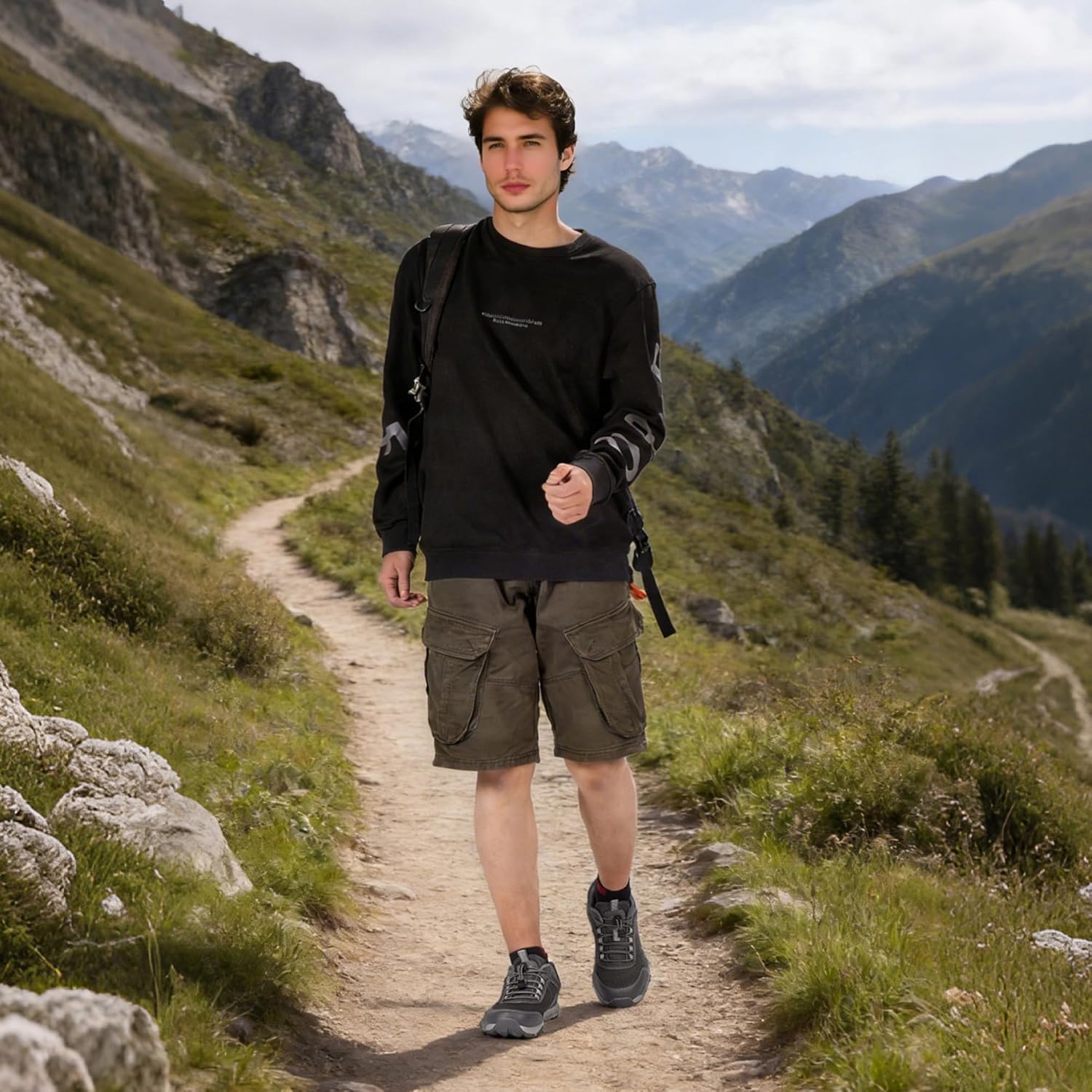 Men's Hiking Shoes Breathable Non-Slip Sneakers Mesh Walking Shoes for Outdoor Trails Trekking Training - Image 2