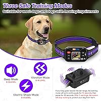 Vista 3 de WeChip Collar inalámbrico para cerca, ajustable de 6 a 22 pulgadas, para perros de 15 a 120 libras, 3 modos de corrección Morado oscuro y negro