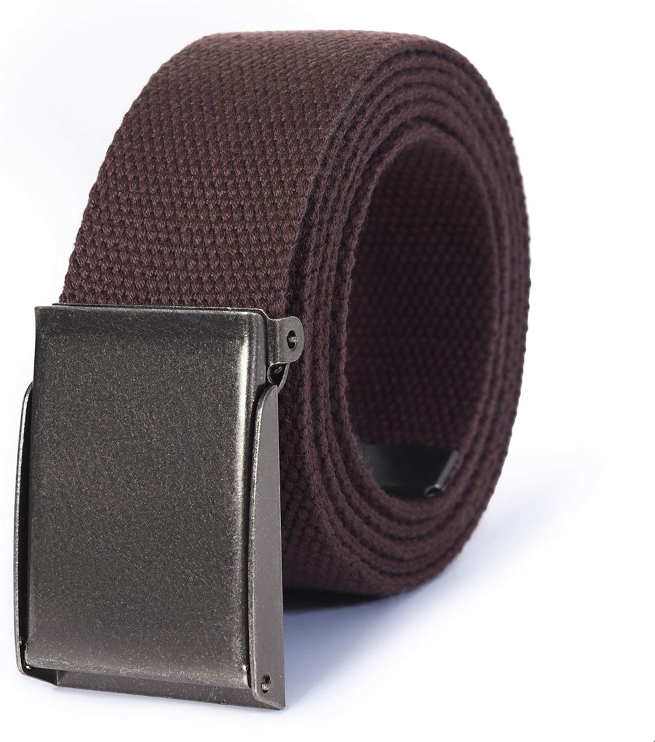 Mile High Life Canvas Web Belt | Cut to Fit Up to 52" | Flip-Top Matte Silver Nickel Buckle 12 Colors