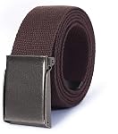 Canvas Web Belt | Cut to Fit Up to 52" | Flip-Top Matte Silver Nickel Buckle (Navy White)