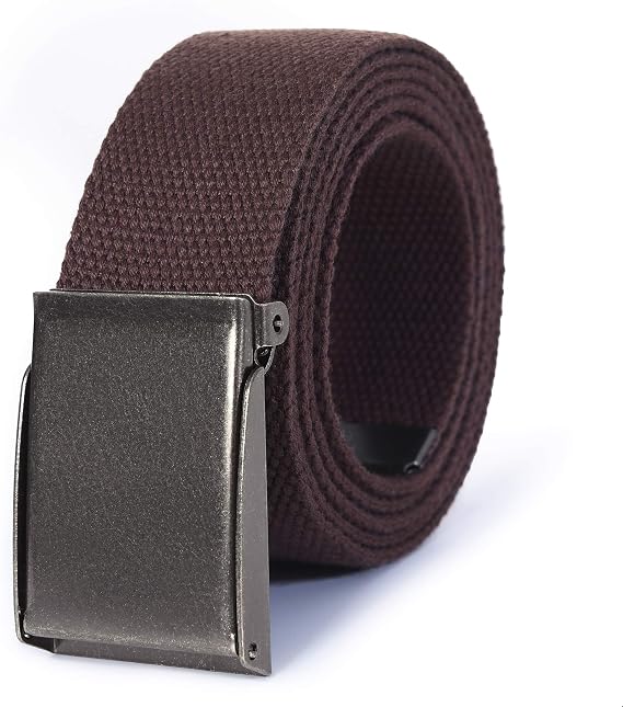 Mile High Life Canvas Web Belt | Cut to Fit Up to 52 | Flip-Top Matte Silver Nickel Buckle 12 Colors