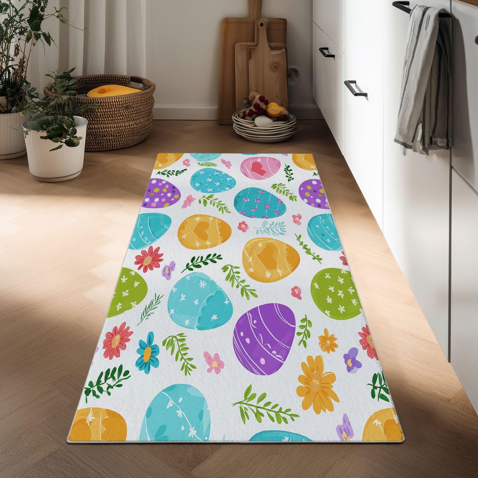 Kreskówka Długie Geometryczne Pisanki Dywany 75 x 200 cm Antypoślizgowy Przedpokój Dywan, Nadające się do prania Ciasne Dywaniki Kuchniowe, Długie Wejście Dywan Sypialnia Pralnia Salon