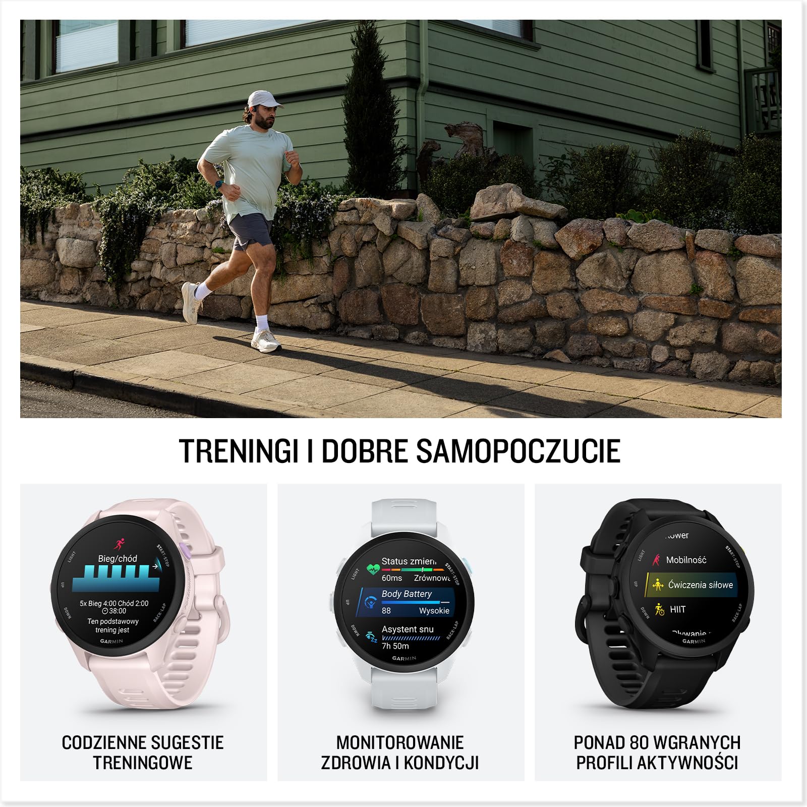 Garmin Forerunner 70 Smartwatch Do Biegania GPS, Amazon Exclusive, 43mm AMOLED, Do 13 Dni Pracy Baterii, Tidal Blue