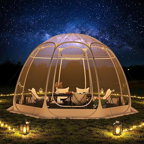 Miniatura 9 de 8-14 Person Pop-up Bubble Tent with Waterproof Roof & Vent Windows – 10ft-12ft Camping Shelters, Outdoor Garden Dome Igloo with 0.15mm Clear PVC,