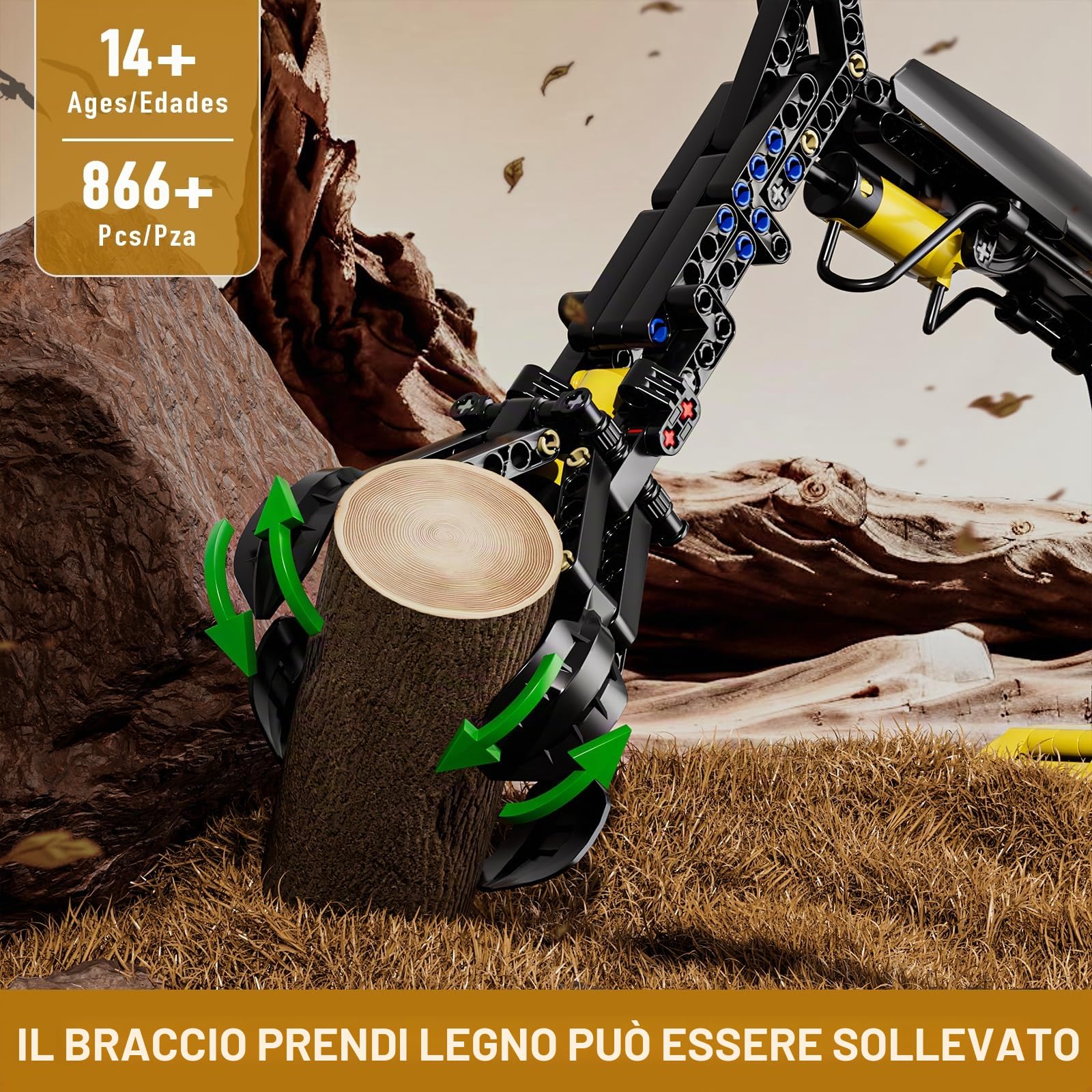 Mould King 17077 Tecnologia Idraulico Trasportatore Legno Blocchi Di Costruzione Giocattolo Versione Statica Furgone Camion Mietitrebbia Blocchi Morsetto per adulti e bambini(866 pezzi)