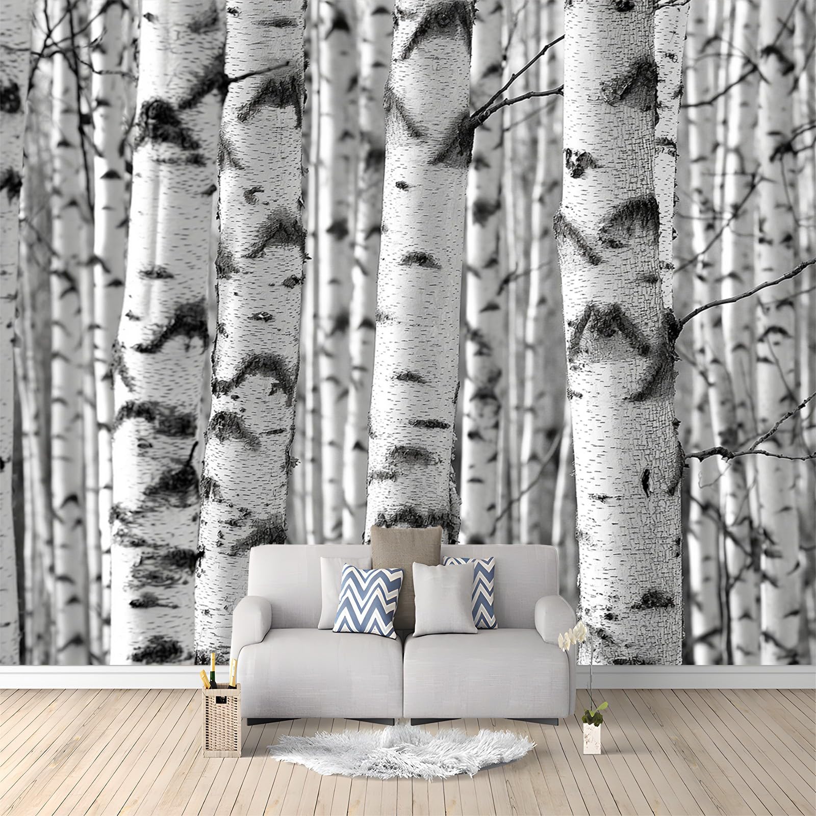 Papier Peint Bouleau Grand Format Intissé pour Murs Imparfaits