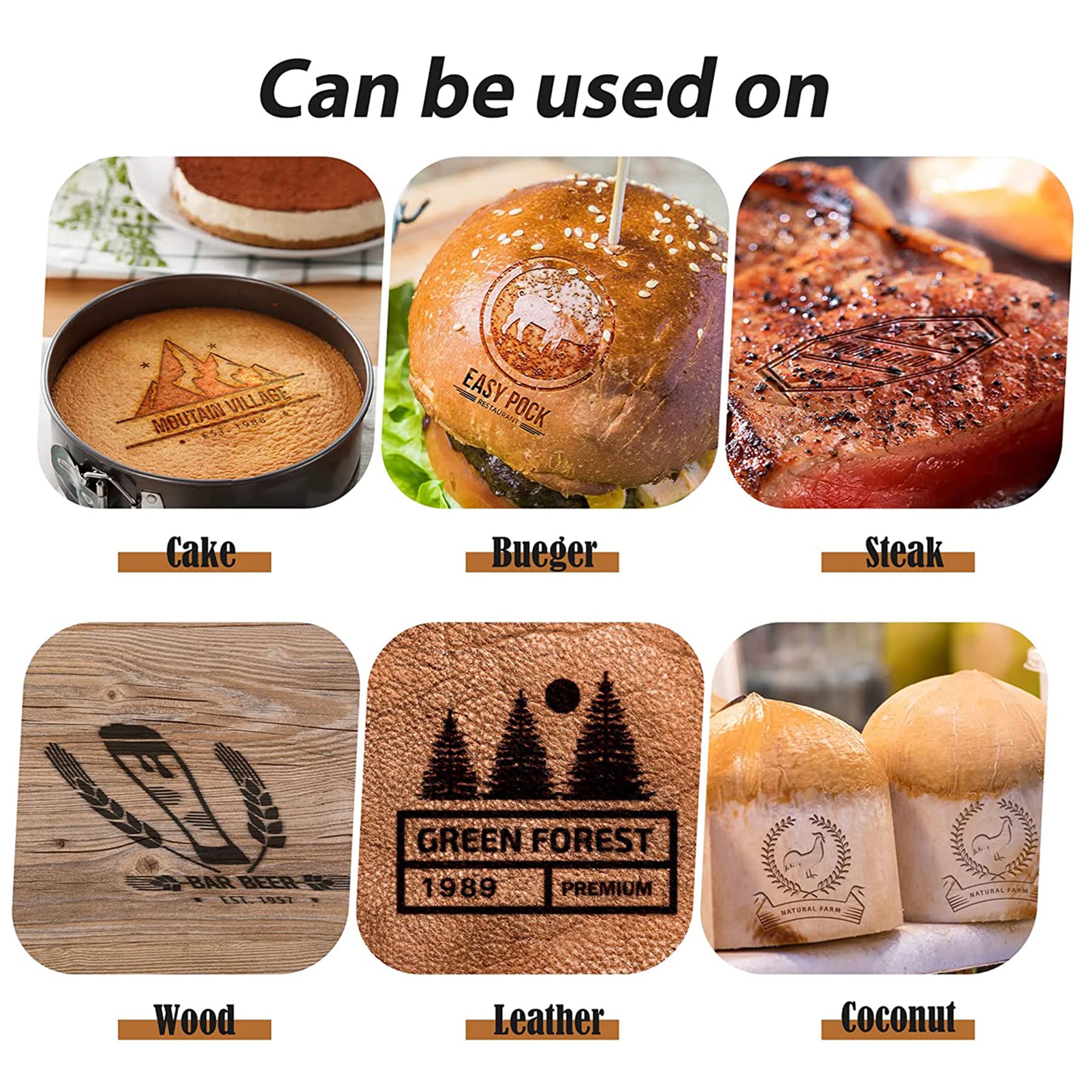 Branding Eisen Benutzerdefinierte Metall Branding Eisen für Holz Branding Eisen Stempel für Holz Fleisch Papier Kunststoff (5,1 x 5,1 cm)