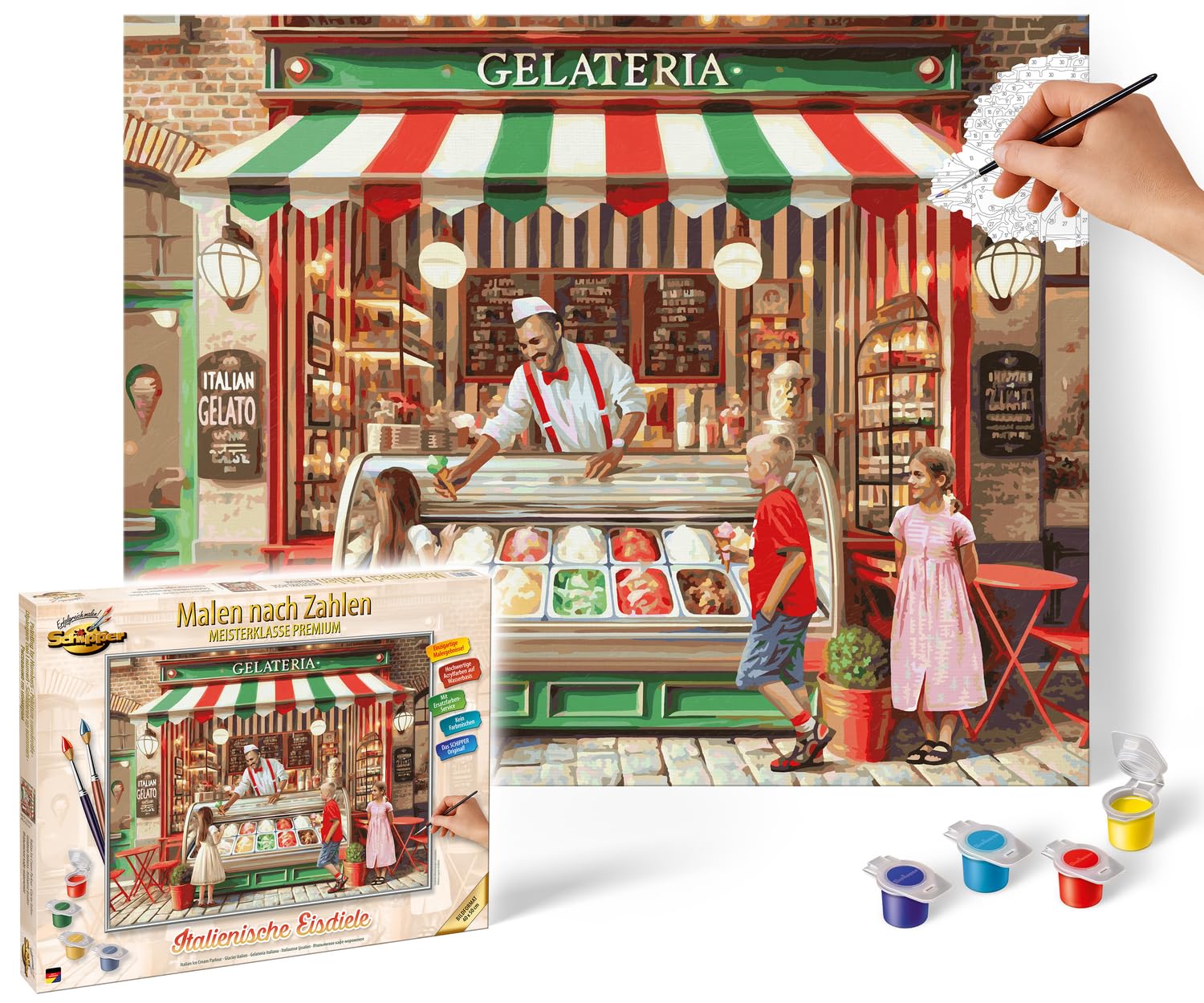 Schipper Paint by Numbers - Italian Ice Cream Parlor - Painting Pictures for Adults, Includes Brush and Acrylic Paints, 40 x 50 cm