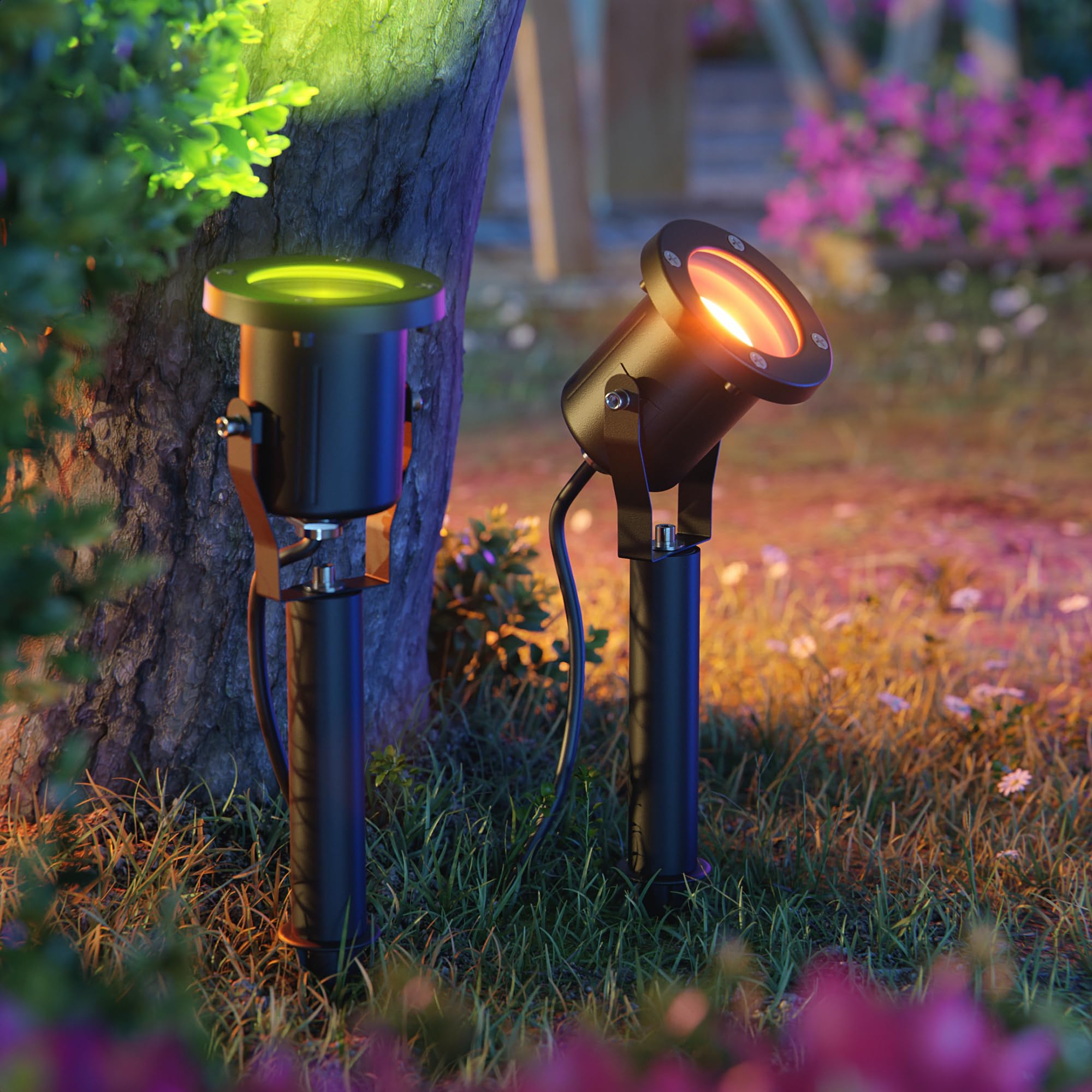 Faretto Da Giardino MIBU Con Picchetto - LED Smart RGBW GU10, IP55, Orientabile, Acciaio Inox, Per Illuminazione Esterna