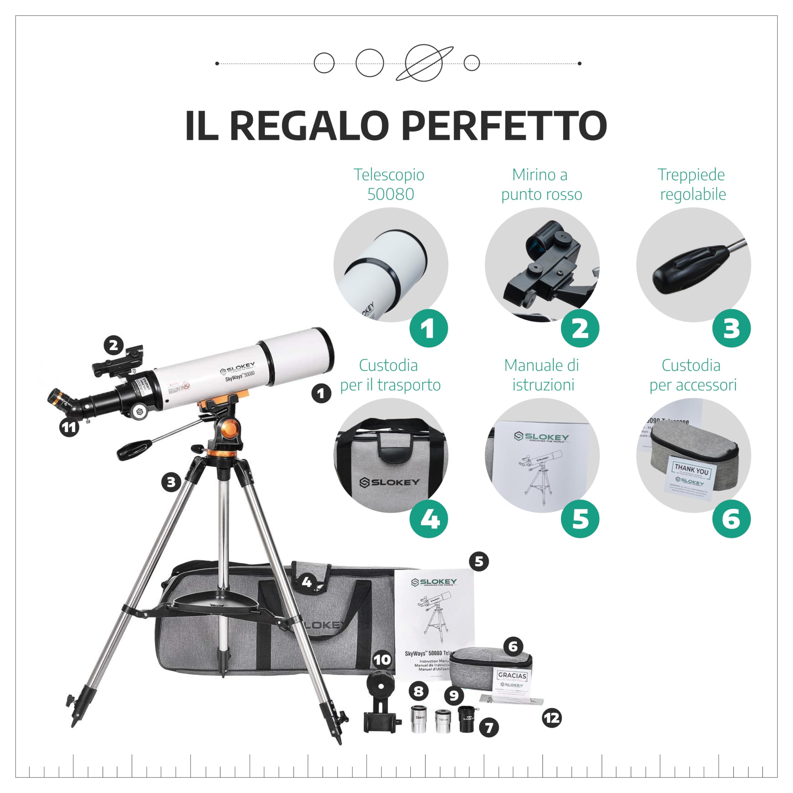 Telescopio Astronomico Professionale per Principianti Adulti - Portatile e Potente 20x-250x, Facile da Installare e Utilizzare - Ideale per Osservare la Luna, Pianeti, Galassie e Altro Ancora