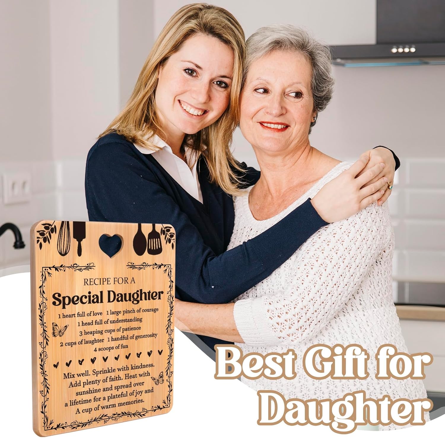 Birthday Gifts for Daughter - "Recipe for a Special Daughter" Daughter Birthday Gifts Cutting Board, Bamboo-Made Engraved Daughter Birthday Gifts from Mom Cutting Board, 11x8.5x0.35 in. - Image 3