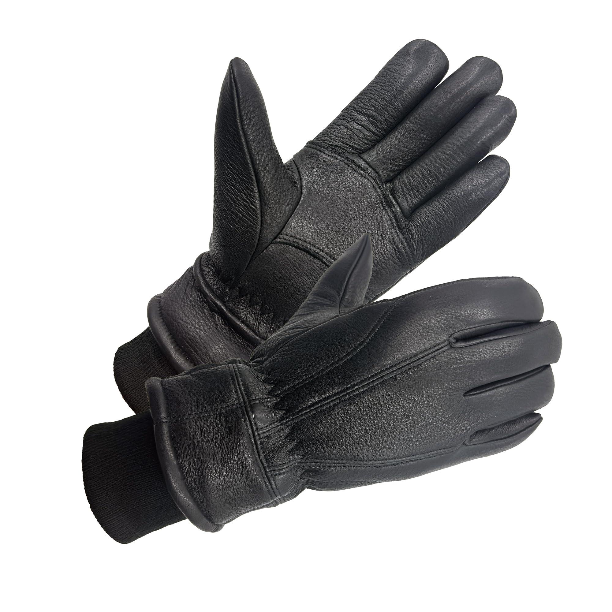 SKYDEER 100% Full Grain Deerskin Leather Winter Gloves for Men, Warm Work Gloves, Thermal Insulated Truck Driving Gloves