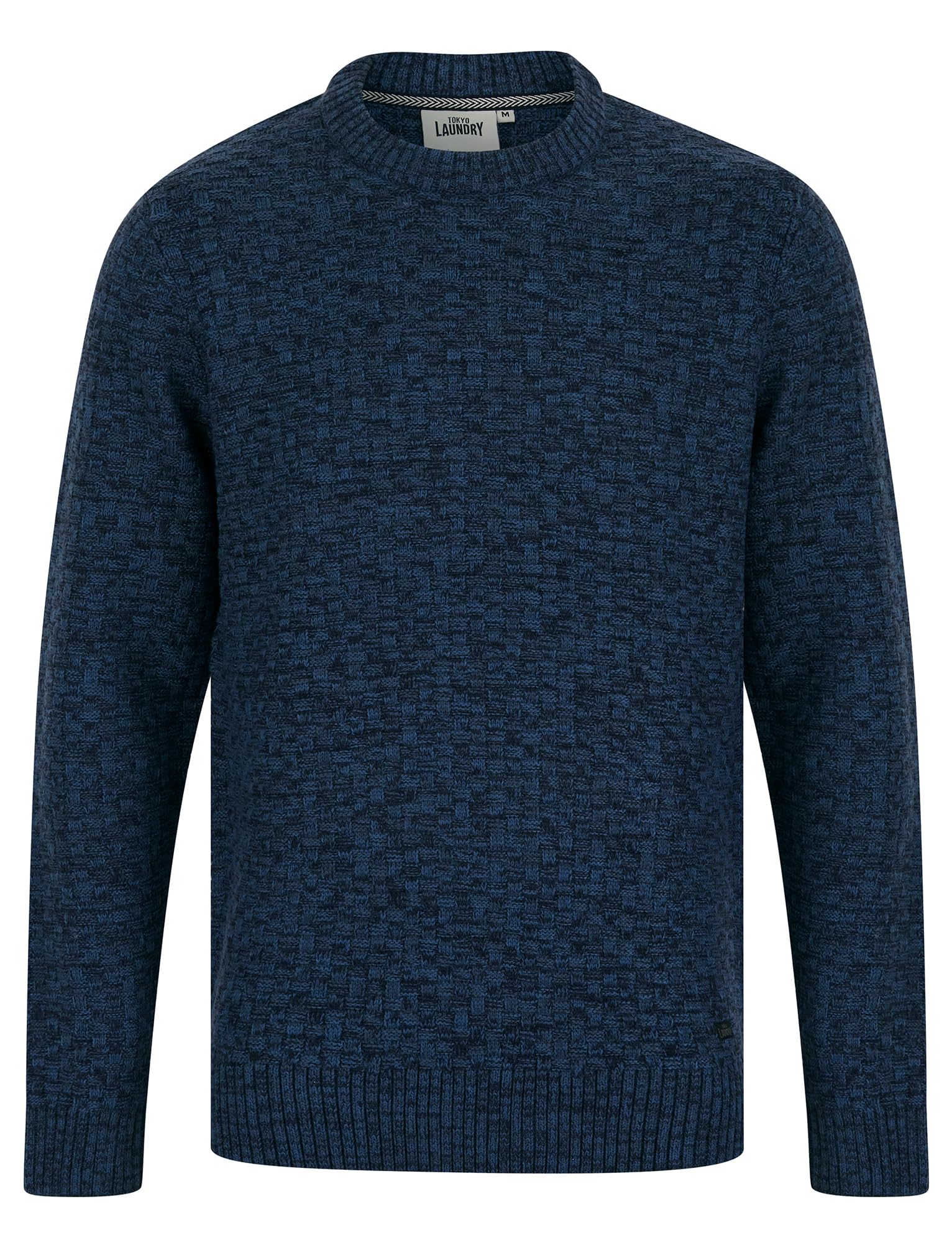 Tokyo Laundry Men's Denim Twist 'Brendean' Chunky Basket Stitch Knitted Crew Neck Jumper