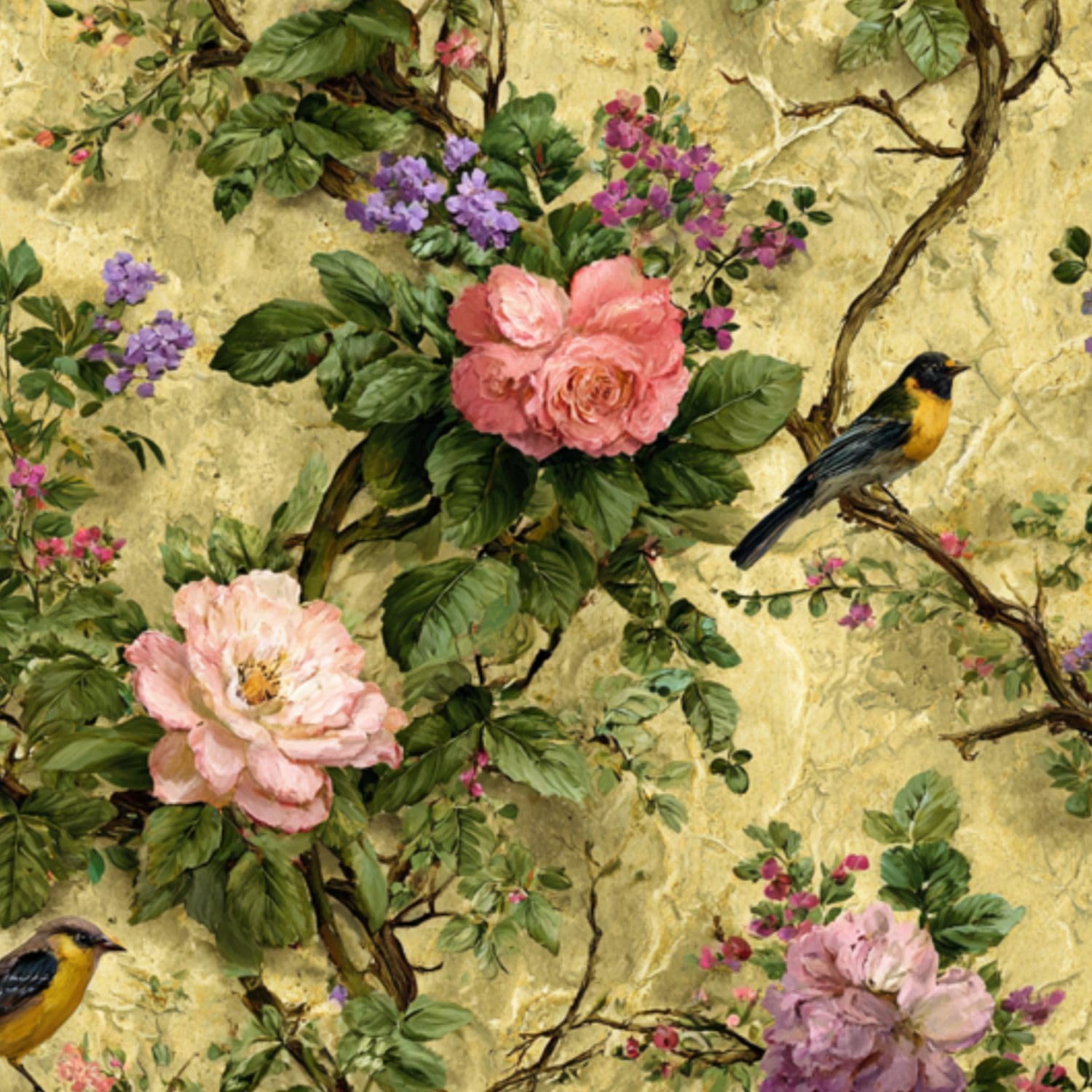 DERUINVAIO Self Adhesive Feature Removable Antique Botanical Wildflowers Peel and Stick Vinyl Wallpaper Roll, Sticky Lining Paper for Bedroom, Living Room, Kitchen Walls