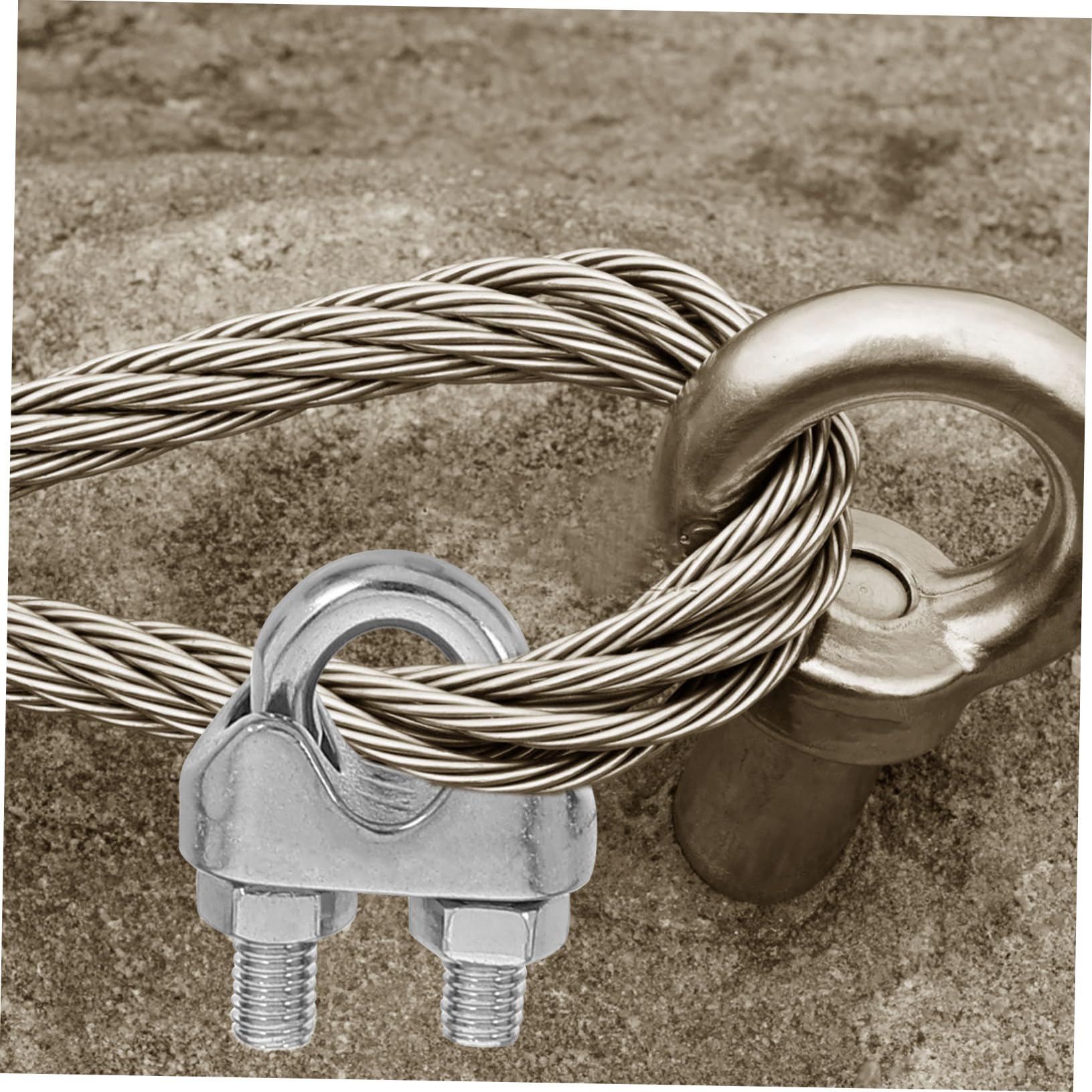 Gatuida 20piezas Abrazadera de Cable de Acero Inoxidable Forma Cuerda de Aparejo Abrazadera de Cable de Metal para Cableado de Remolques