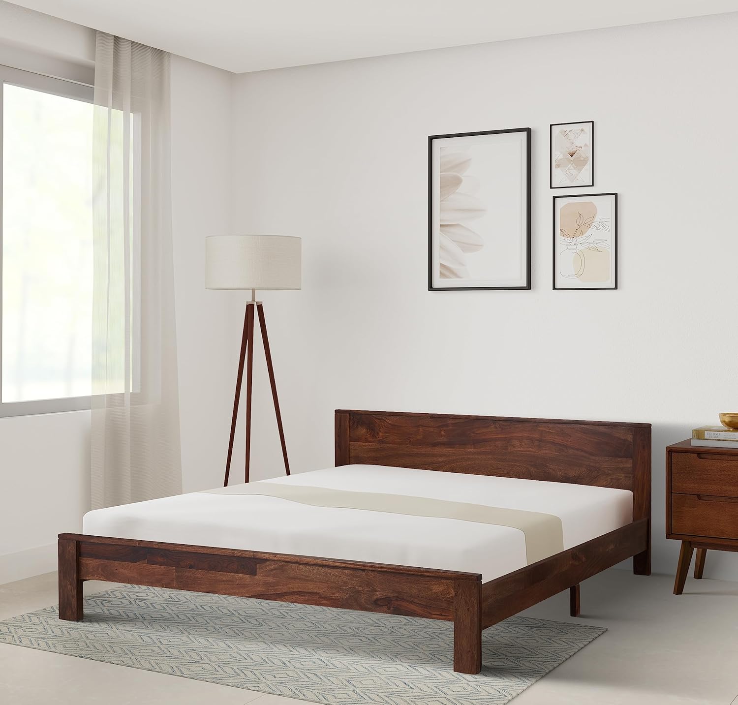 Amazon Brand Solimo Wonow Sheesham Wood Queen Bed (Without Storage