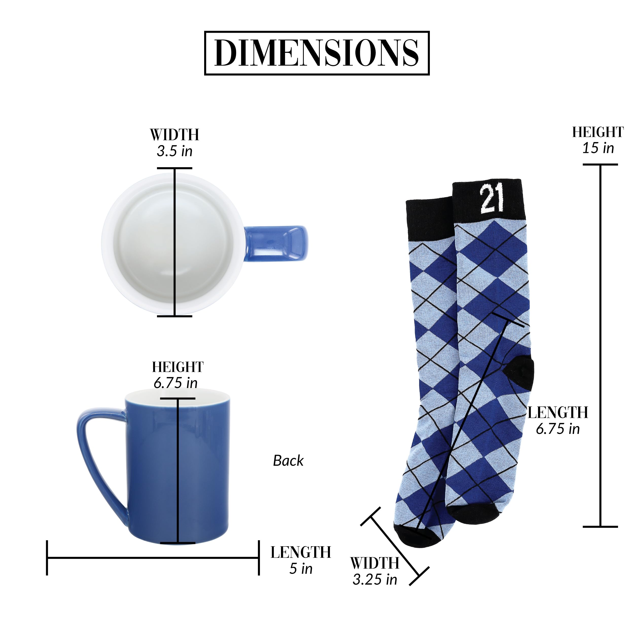 Pavilion Kaffeebecher, Teetasse "Happy 30th", 530 ml, Argyle-Muster, grüne Crew-Socken, Damen US 9–13 & Herren, US 8–12, Geburtstag, Party, Feier, Dekoration, Gedenkgeschenk für Ihn