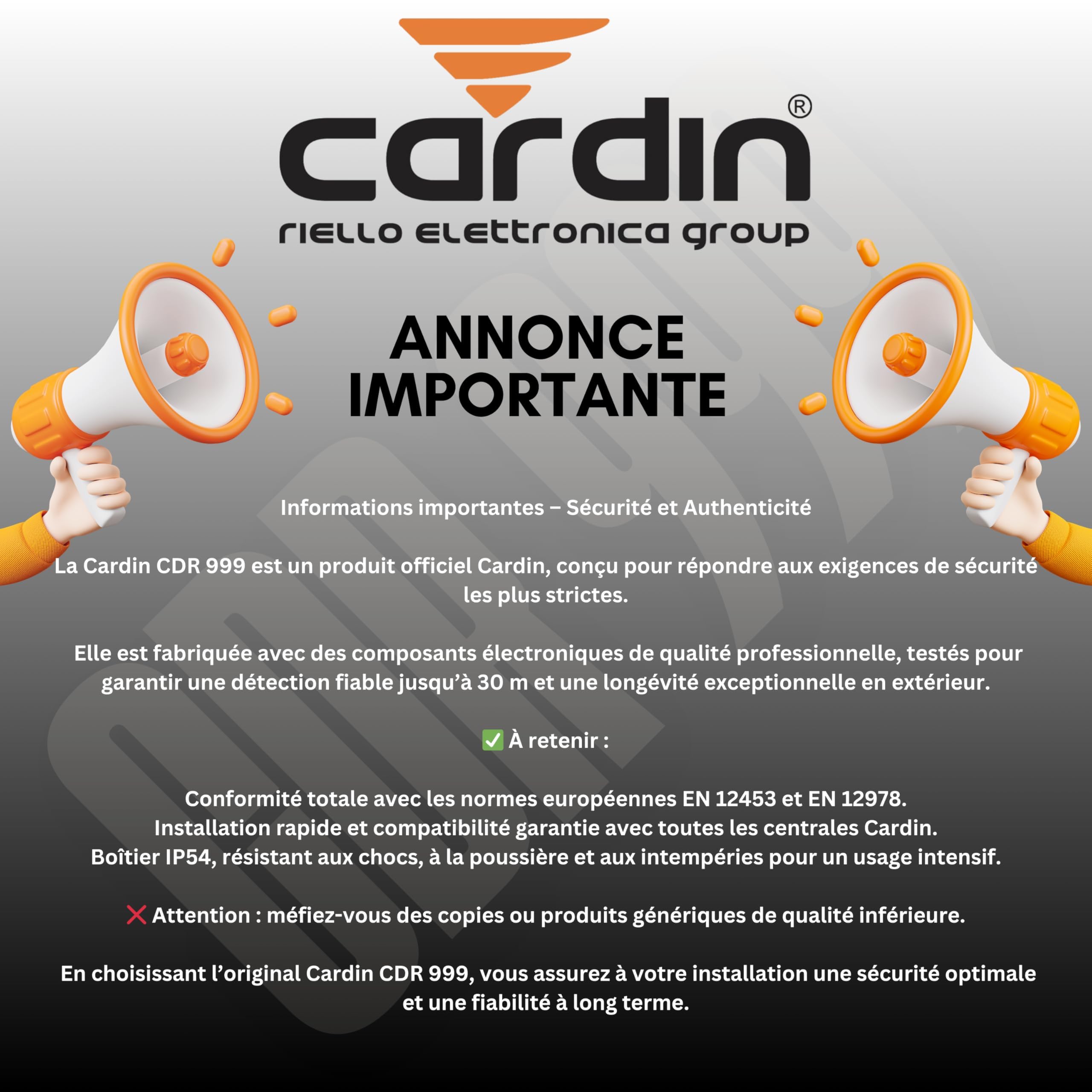 Cardin CDR 842A - Coppia di fotocellule di sicurezza 30 m per piccioncini IP54-24V AC/DC Prodotto Ufficiale CARDIN - Custodia in alluminio antivandalo + 1 Goodies DOMOBIP (CDR 999)